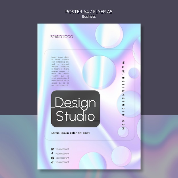 Plantilla de póster de estudio de diseño degradado