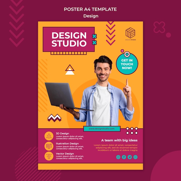 Plantilla de póster de estudio de diseño