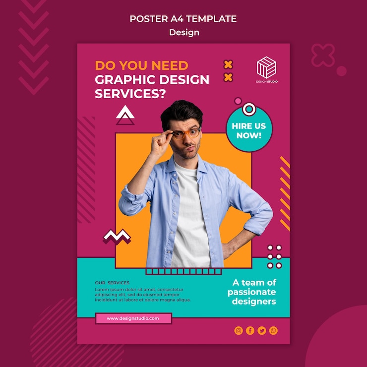 PSD gratuito plantilla de póster de estudio de diseño
