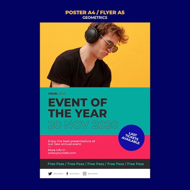 PSD gratuito plantilla de póster del evento del año