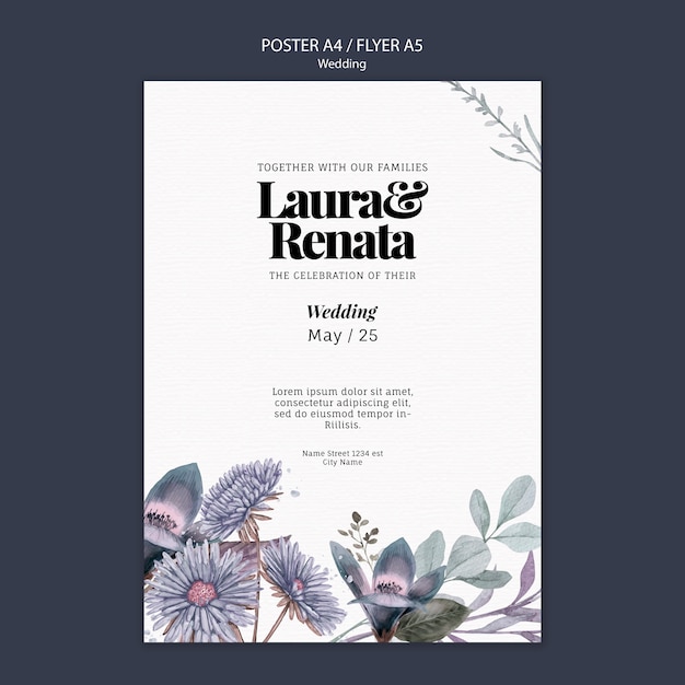 PSD gratuito plantilla de póster de evento de boda