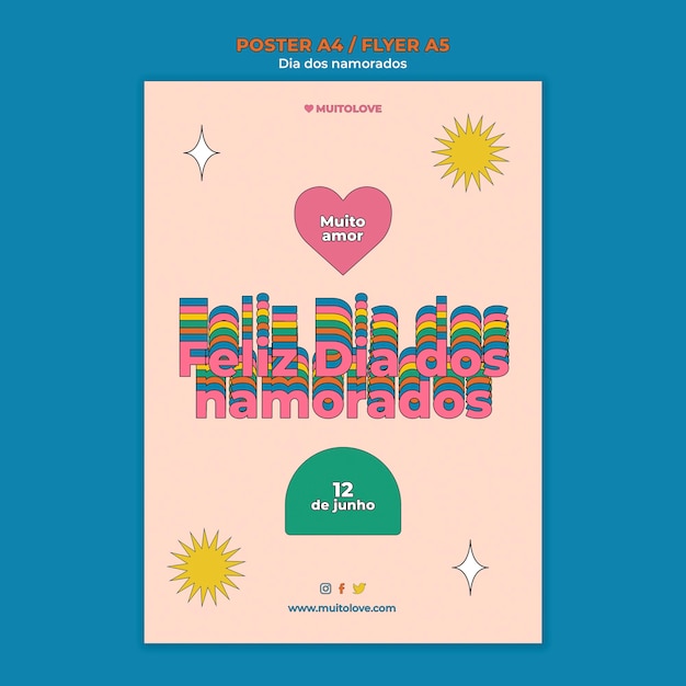 PSD gratuito plantilla de póster de evento dia dos namorados