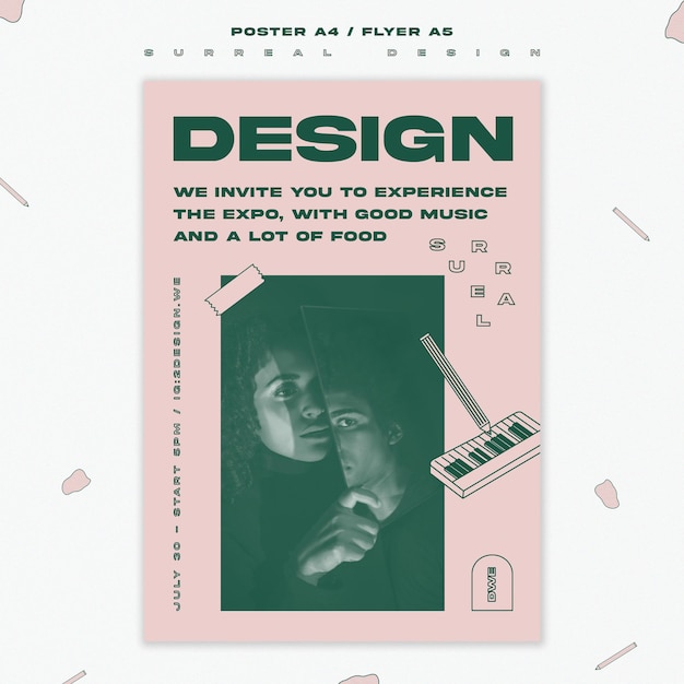 Plantilla de póster de evento de diseño surrealista