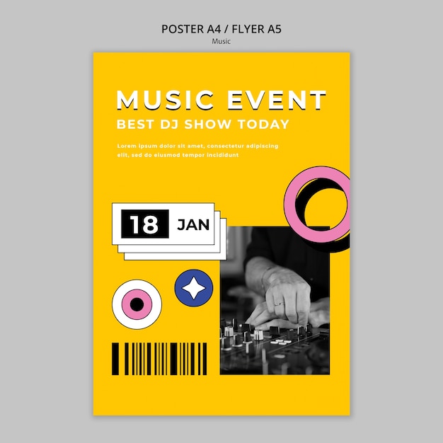 PSD gratuito plantilla de póster de evento de música retro