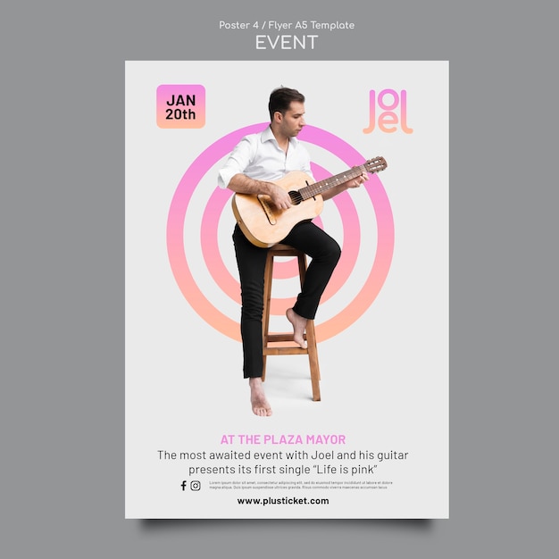 Plantilla de póster de evento musical degradado