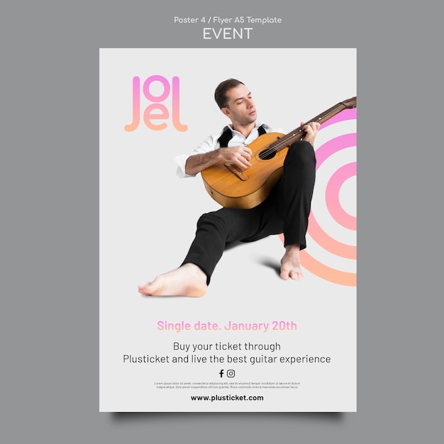 PSD gratuito plantilla de póster de evento musical degradado