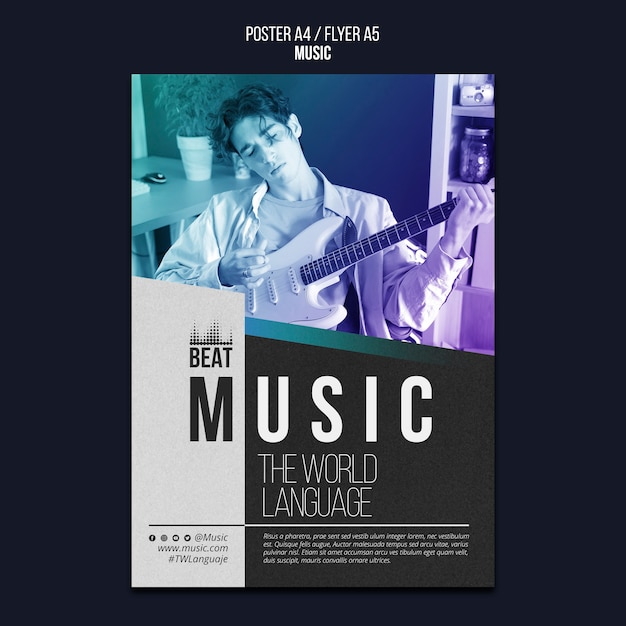 PSD gratuito plantilla de póster de evento musical degradado