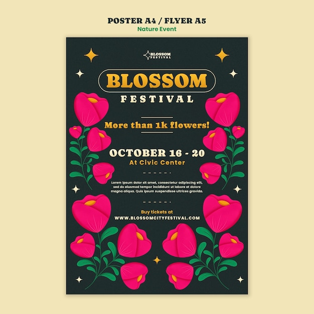 PSD gratuito plantilla de póster de evento de naturaleza de diseño plano