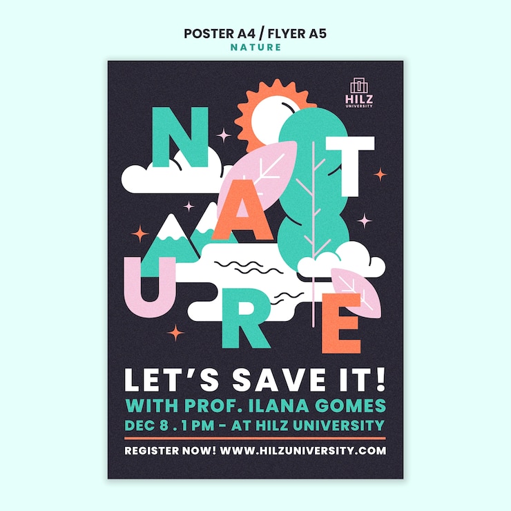 PSD gratuito plantilla de póster de evento de naturaleza