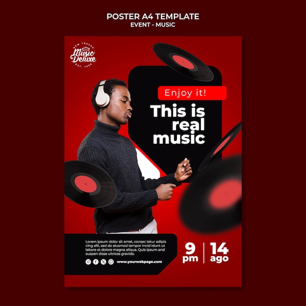 PSD gratuito plantilla de póster de eventos musicales realistas