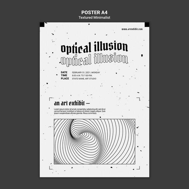 Plantilla de póster de exhibición de arte de ilusión óptica