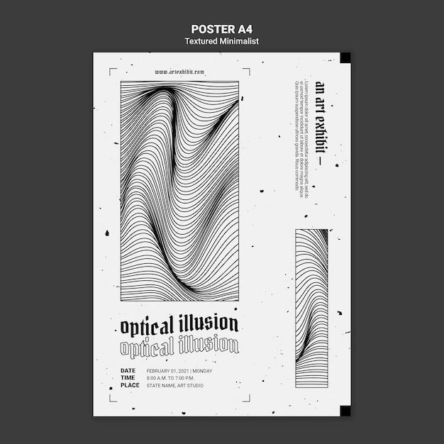 Plantilla de póster de exhibición de arte de ilusión óptica