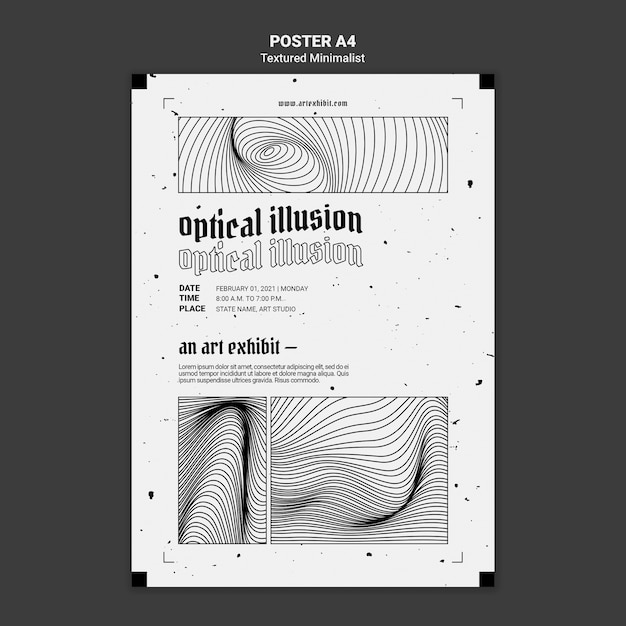 Plantilla de póster de exhibición de arte de ilusión óptica