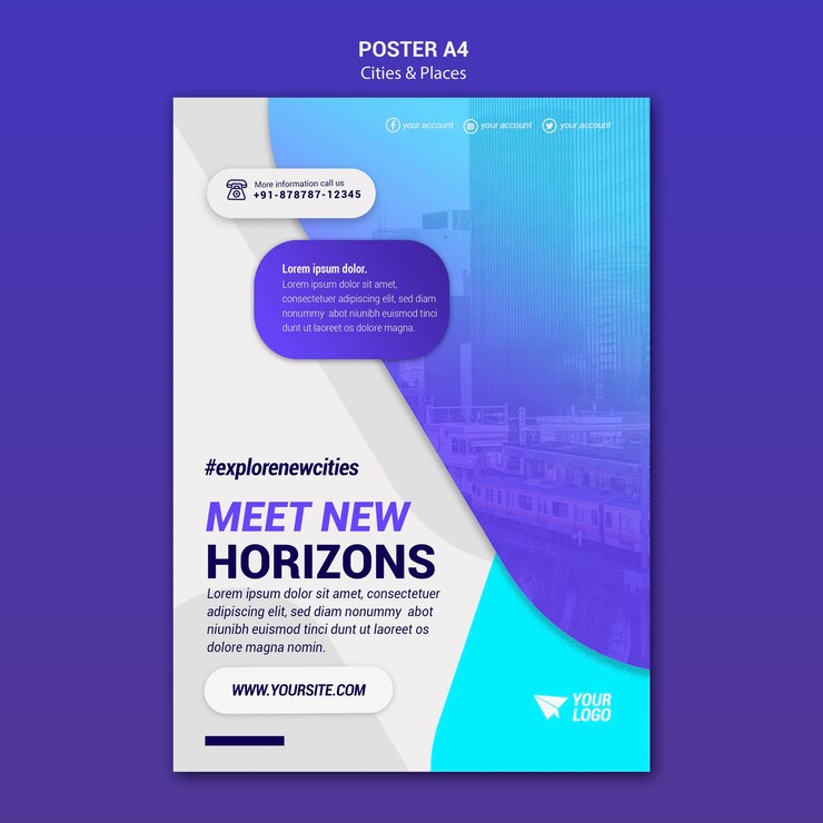 PSD gratuito plantilla de póster de explorar lugares