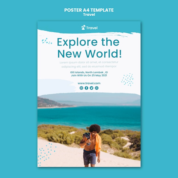 PSD gratuito plantilla de póster de explorar el mundo