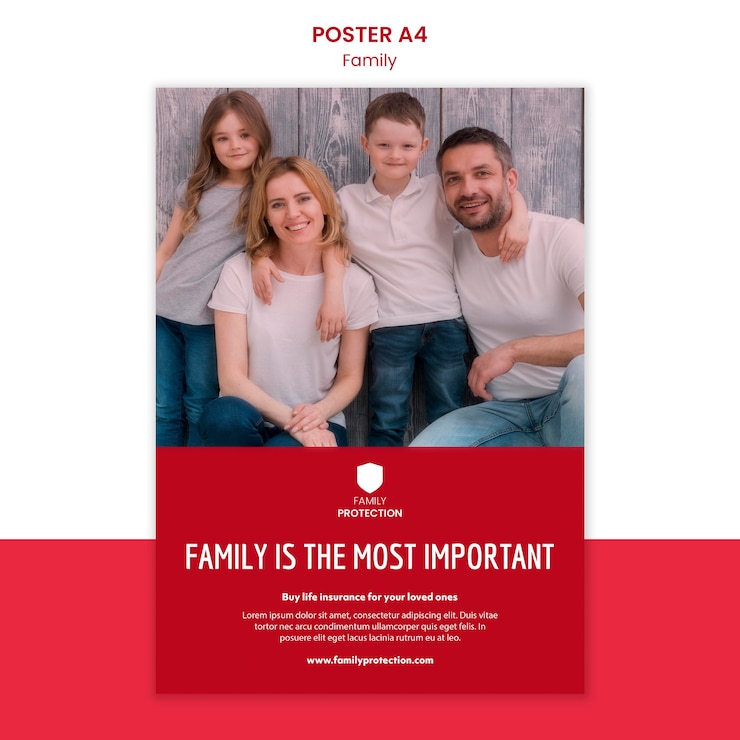 PSD gratuito plantilla de póster con familia
