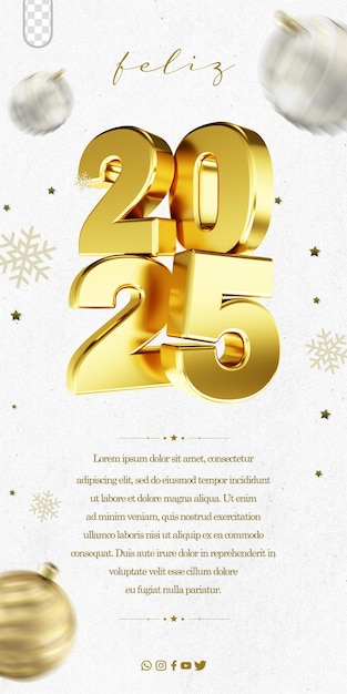 plantilla de póster de feliz año nuevo editable psd en portugués social media post feliz ano novo en brasil