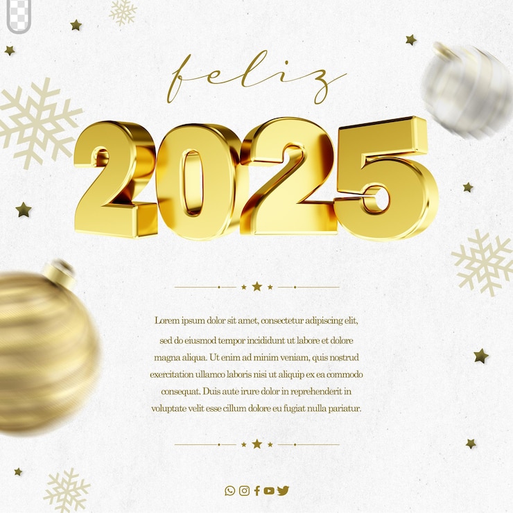 PSD gratuito plantilla de póster de feliz año nuevo editable psd en portugués social media post feliz ano novo en brasil