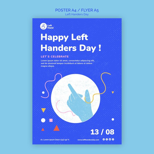 Plantilla de póster feliz día para zurdos