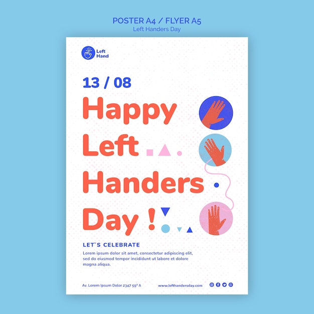 Plantilla de póster feliz día para zurdos
