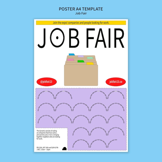 Plantilla de póster de la feria de trabajo de diseño plano