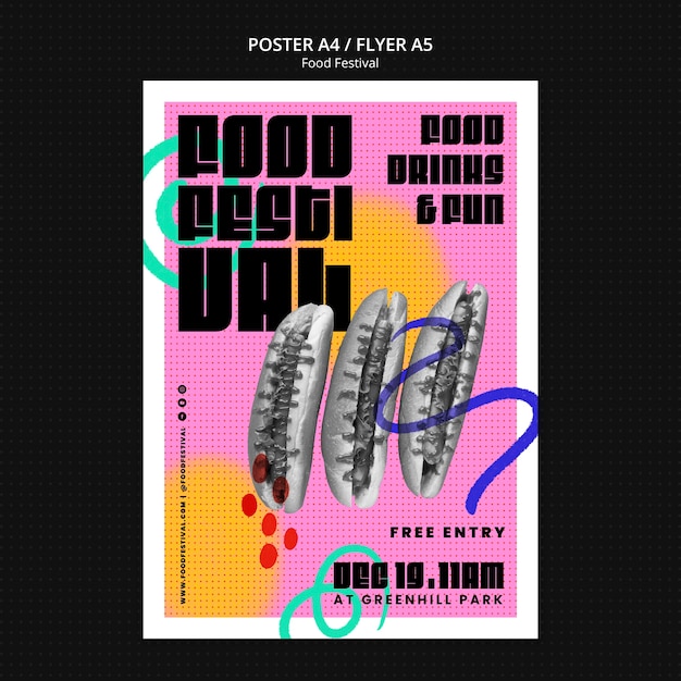 Plantilla de póster de festival de comida abstracta