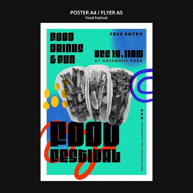 Plantilla de póster de festival de comida abstracta