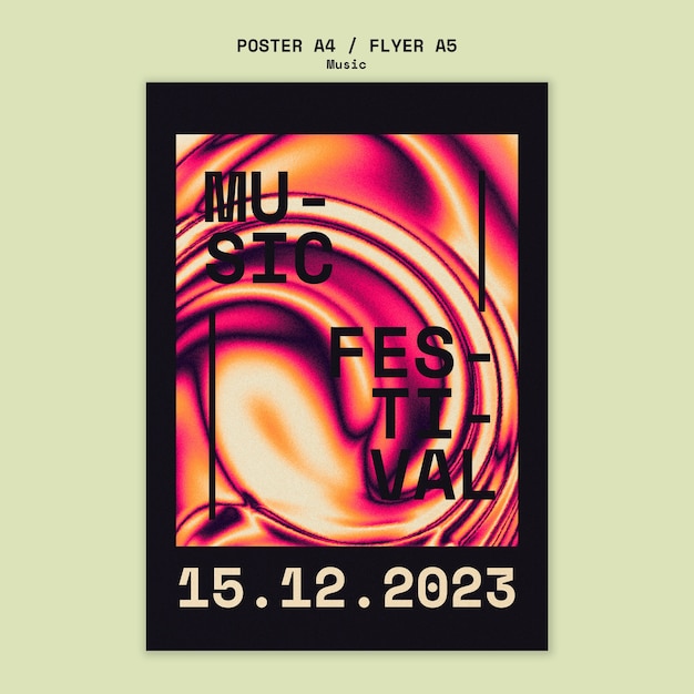 Plantilla de póster de festival de música degradado