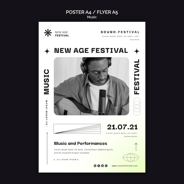 PSD gratuito plantilla de póster para festival de música new age