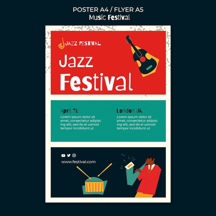 PSD gratuito plantilla de póster de un festival de música