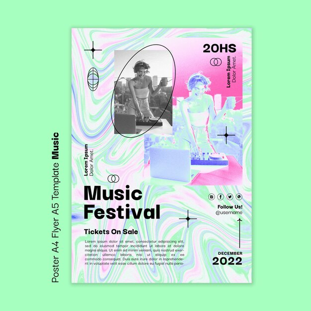 Plantilla de póster de festival de música