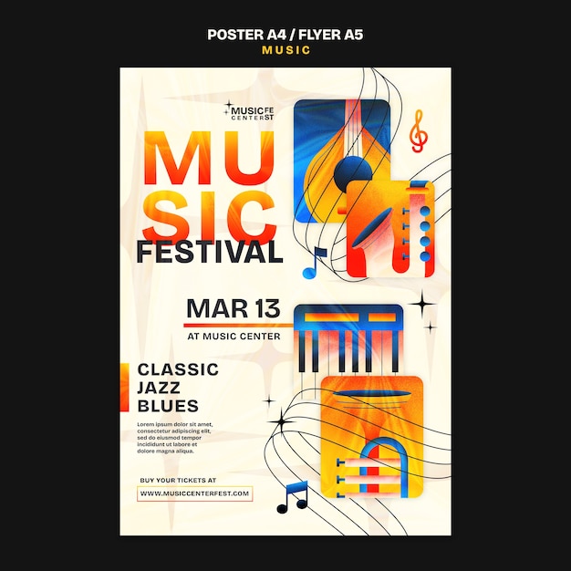 PSD gratuito plantilla de póster de un festival de música