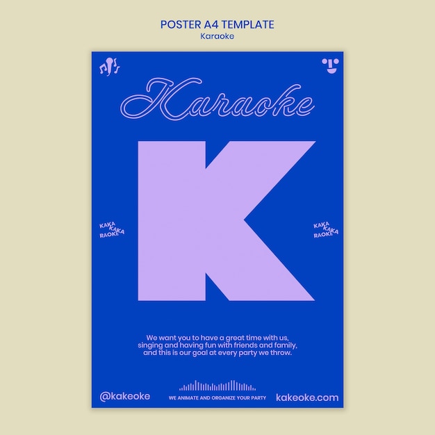 Plantilla de póster de fiesta de karaoke de diseño plano