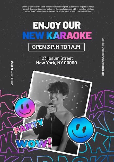 PSD gratuito plantilla de póster de fiesta de karaoke