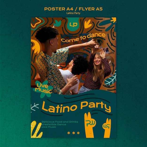 Plantilla de póster de fiesta latina