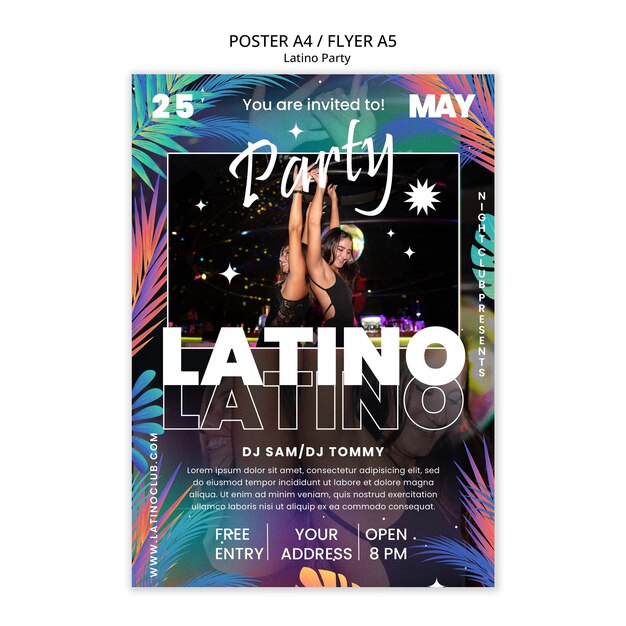 plantilla de póster de fiesta latina