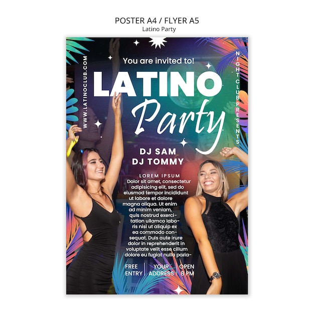 PSD gratuito plantilla de póster de fiesta latina