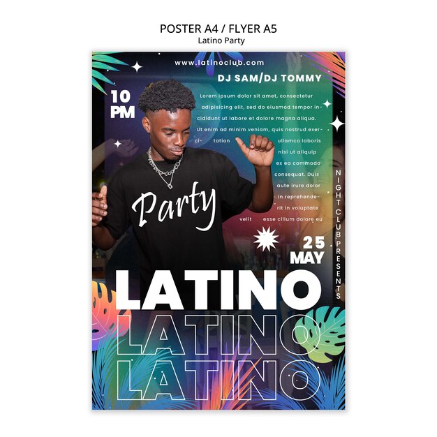 Plantilla de póster de fiesta latina
