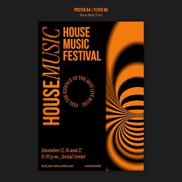 Plantilla de póster para fiestas de música house