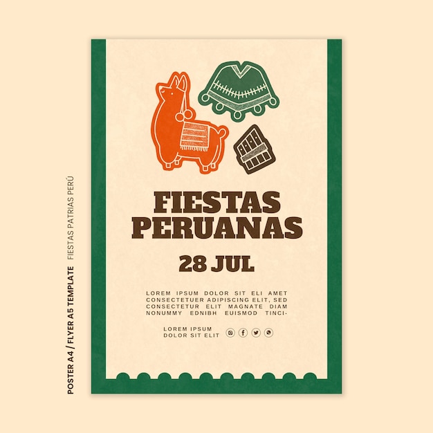 Plantilla de póster de fiestas patrias de diseño plano