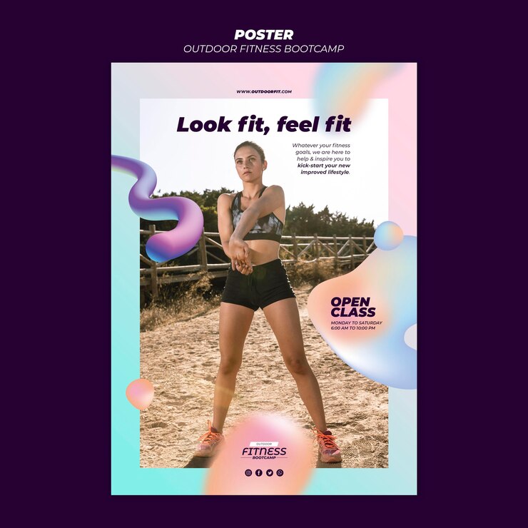 PSD gratuito plantilla de póster para fitness al aire libre