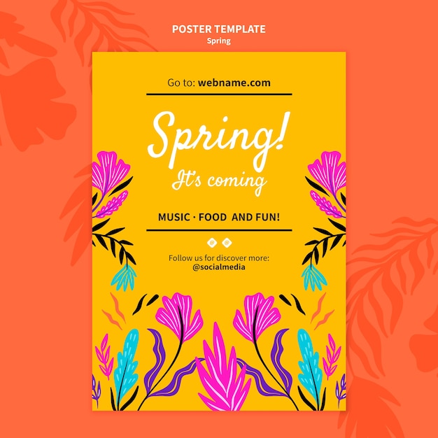 Plantilla de póster floral del festival de primavera