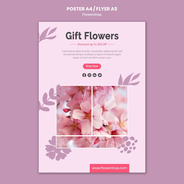Plantilla de póster de flores de regalo