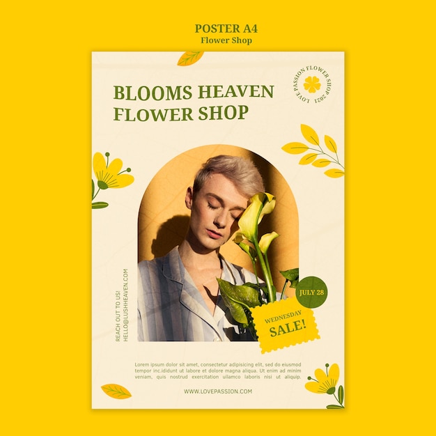 PSD gratuito plantilla de póster de floristería