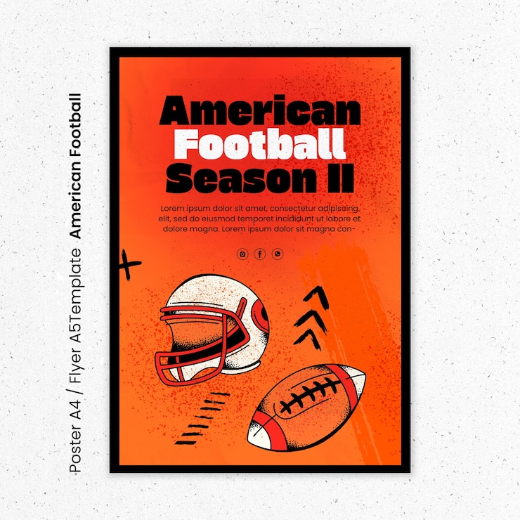 PSD gratuito plantilla de póster de fútbol americano