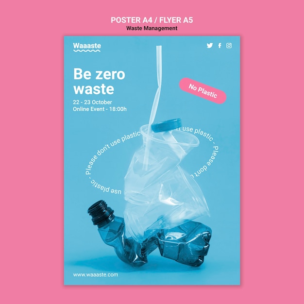 PSD gratuito plantilla de póster de gestión de residuos