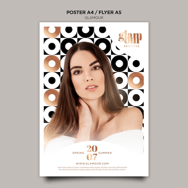 PSD gratuito plantilla de póster de glamour moderno