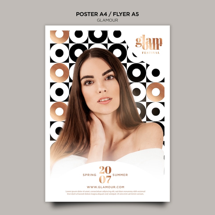 PSD gratuito plantilla de póster de glamour moderno