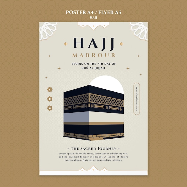 PSD gratuito plantilla de póster de hajj de diseño plano