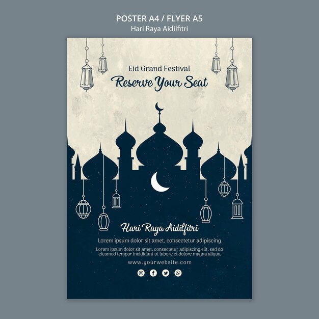 Plantilla de póster hari raya aldilfitri